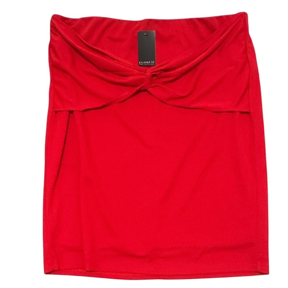 Eloquii Red Twist Knot Front Pencil Skirt Fully Lined Women's Size 22
